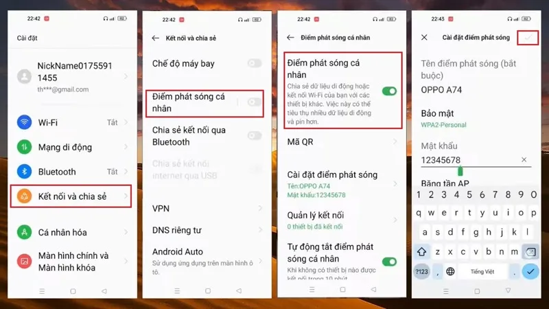 Cấu hình tên mạng, đặt mật khẩu bảo mật và chọn băng tần phù hợp.